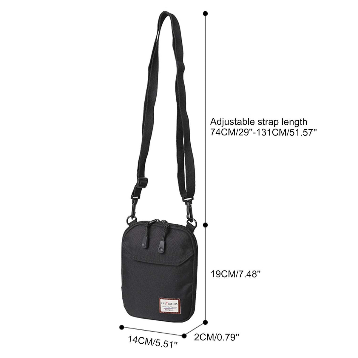Small Crossbody Shoulder Bag for Men, Mini Messenger Bag for Cell Phone Travel Outdoor Hiking , Neck Pouch Passport Wallet with Adjustable and Removable Strap