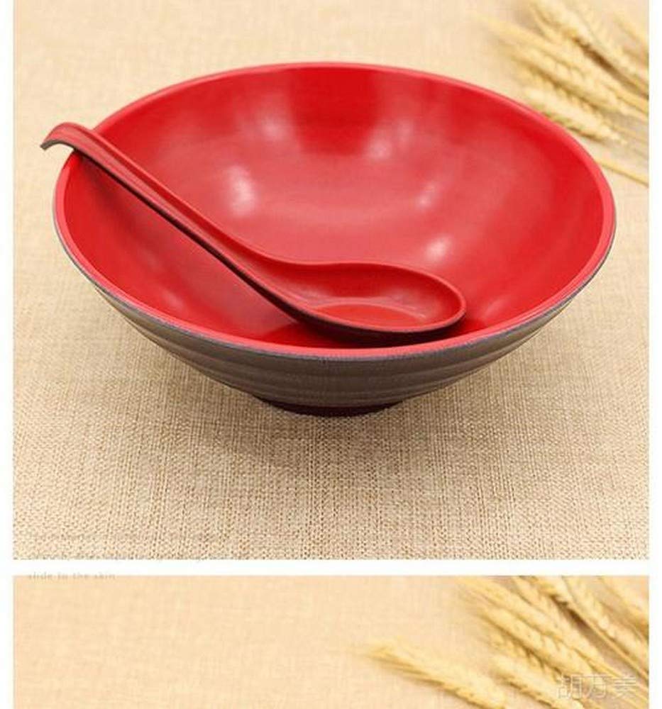 JapanBargain 4623, 12-Pack Japanese Soup Spoons 6.5 Inch, Black and Red Melamine Chinese Wonton Pho Ramen Spoons with Hook, Dishwasher Safe, Durable Restaurant Quality
