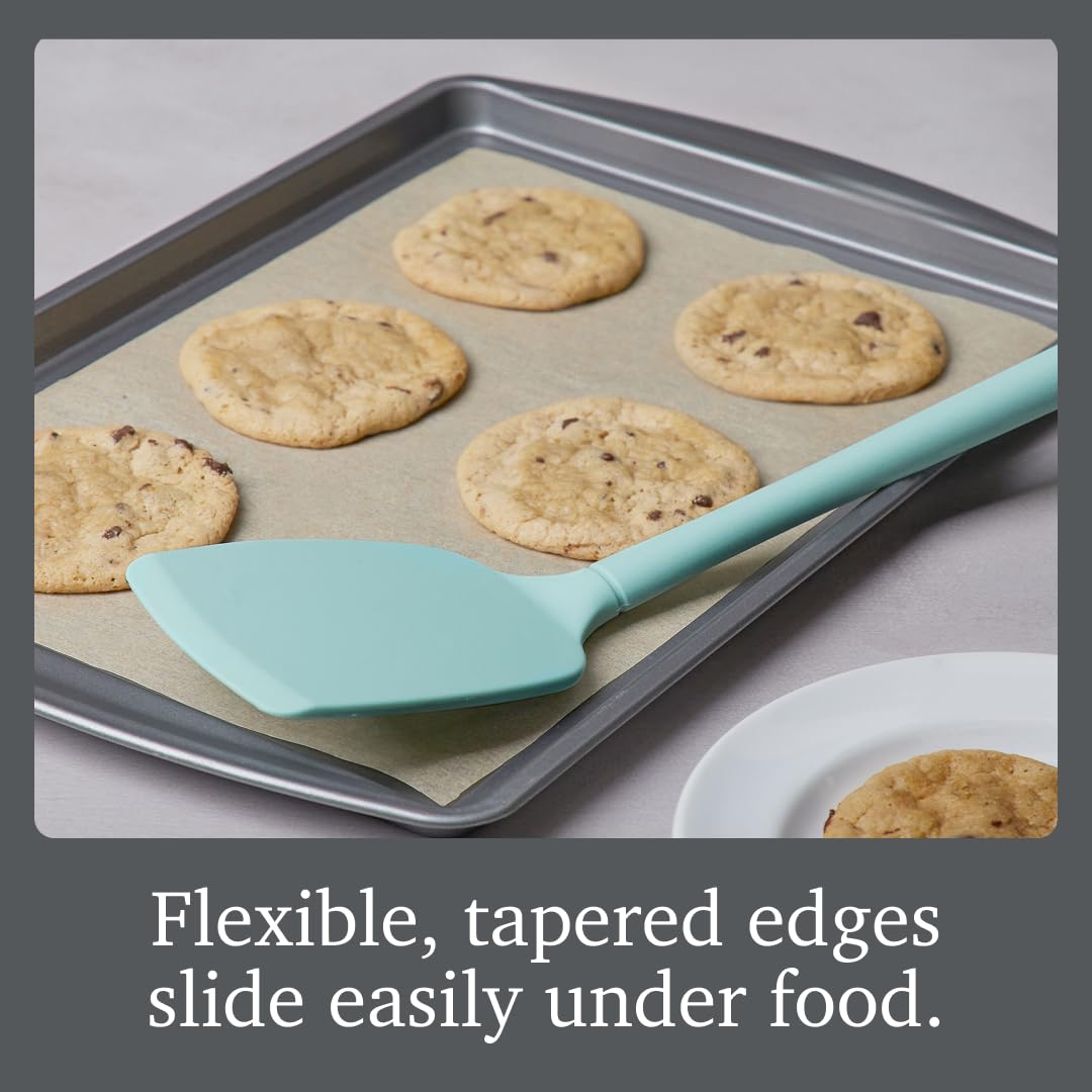 Tovolo Silicone Spatula Turner for Cooking Aqua Seafoam Green Flex Core, Non Toxic Food Safe Silicone Spatula BPA Free Turner Flipper for Pancakes Eggs Griddles, Heat Resistant Heavy Duty Spatula