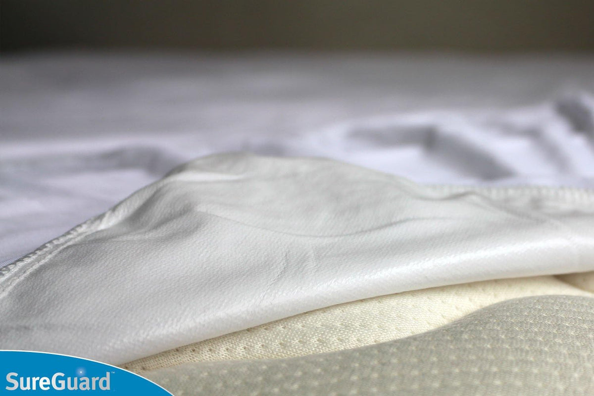 SureGuard Queen Size Mattress Protector - 100% Waterproof, Hypoallergenic - Premium Fitted Cotton Terry Cover White