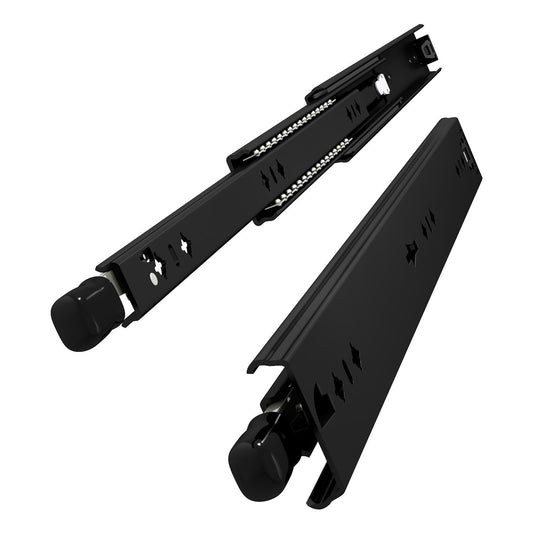 VADANIA 12" Black Heavy Duty Drawer Slide with Lock #D53, Black-electroplated Cold-Rolled Steel, Detachable 3-Fold Full Extension, Ball Bearing Lock-in & Lock-Out, Side Mount, 1-Pair