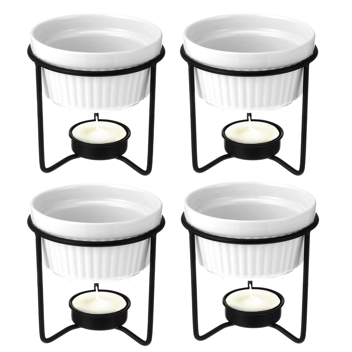 4 Set Ceramic Butter Warmers for seafood, Butter Melter Set of 2 for Chocolate or Cheese,Fondue- Dishwasher Safe,Oven Safe,Microwave Safe