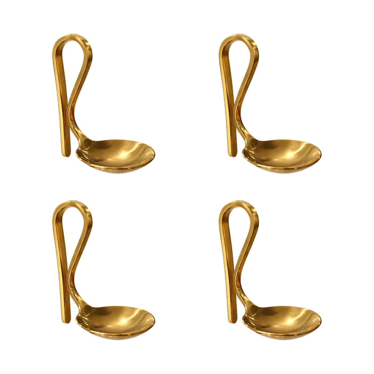FluteSpoon™ Gold Rim-Hanging Champagne Spoon (4 Pack)