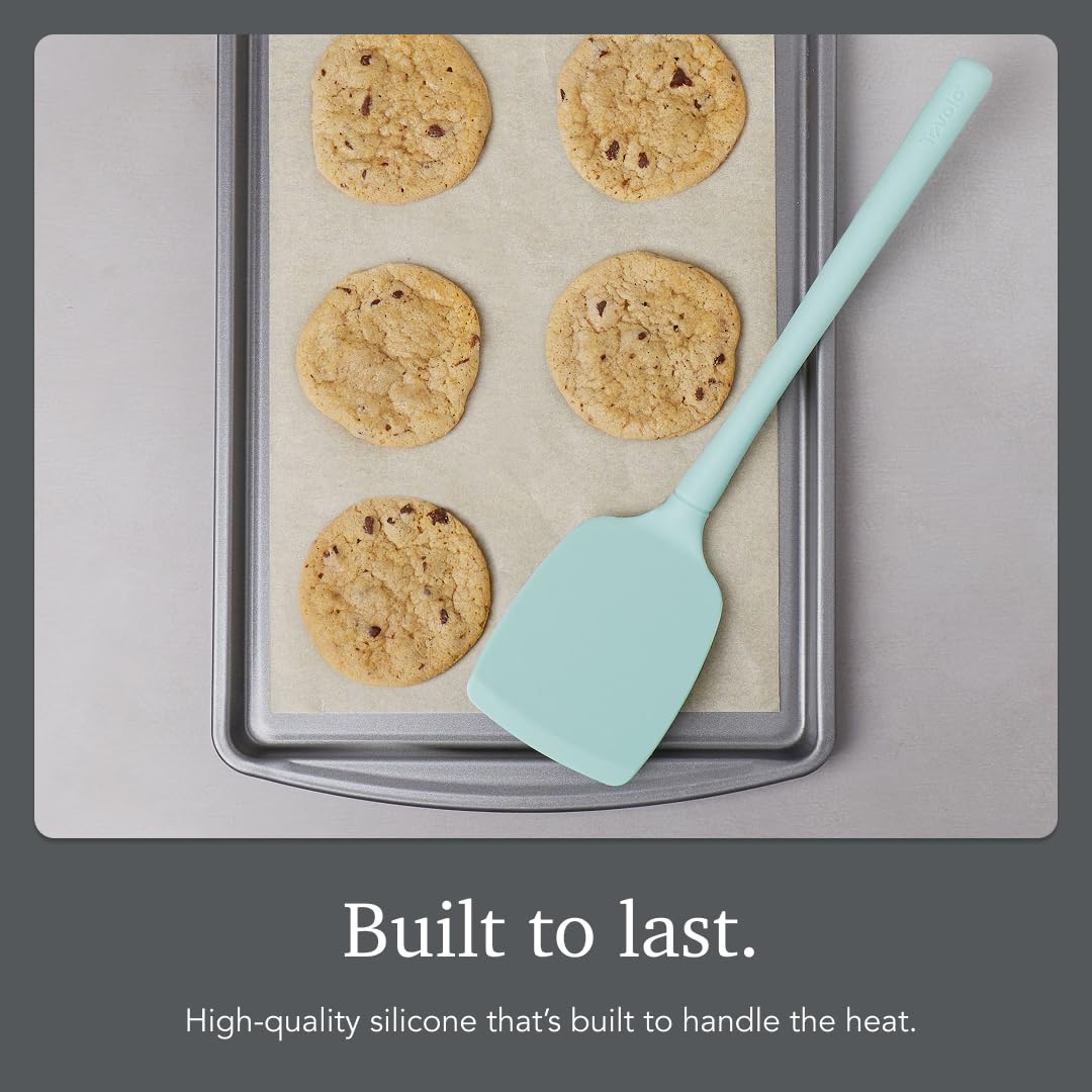 Tovolo Silicone Spatula Turner for Cooking Aqua Seafoam Green Flex Core, Non Toxic Food Safe Silicone Spatula BPA Free Turner Flipper for Pancakes Eggs Griddles, Heat Resistant Heavy Duty Spatula