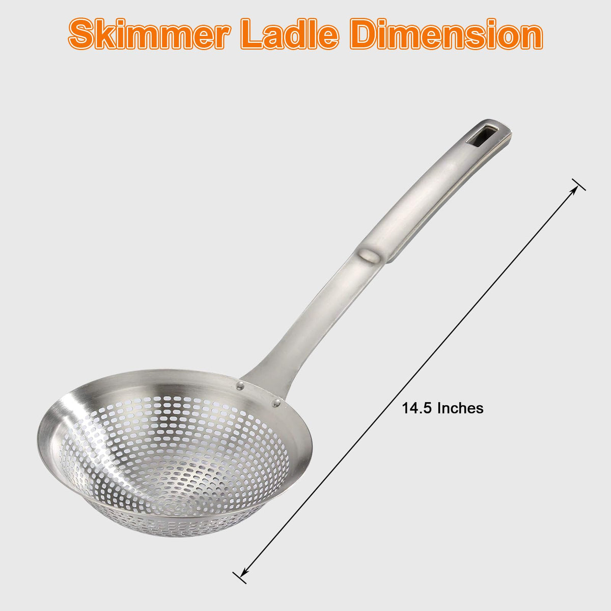 Skimmer Ladle Spoon 304 Stainless Steel Skimmer 14.5 ln for Cooking Frying Skimming Colander/Strainer Stainless Steel Kitchen Tools