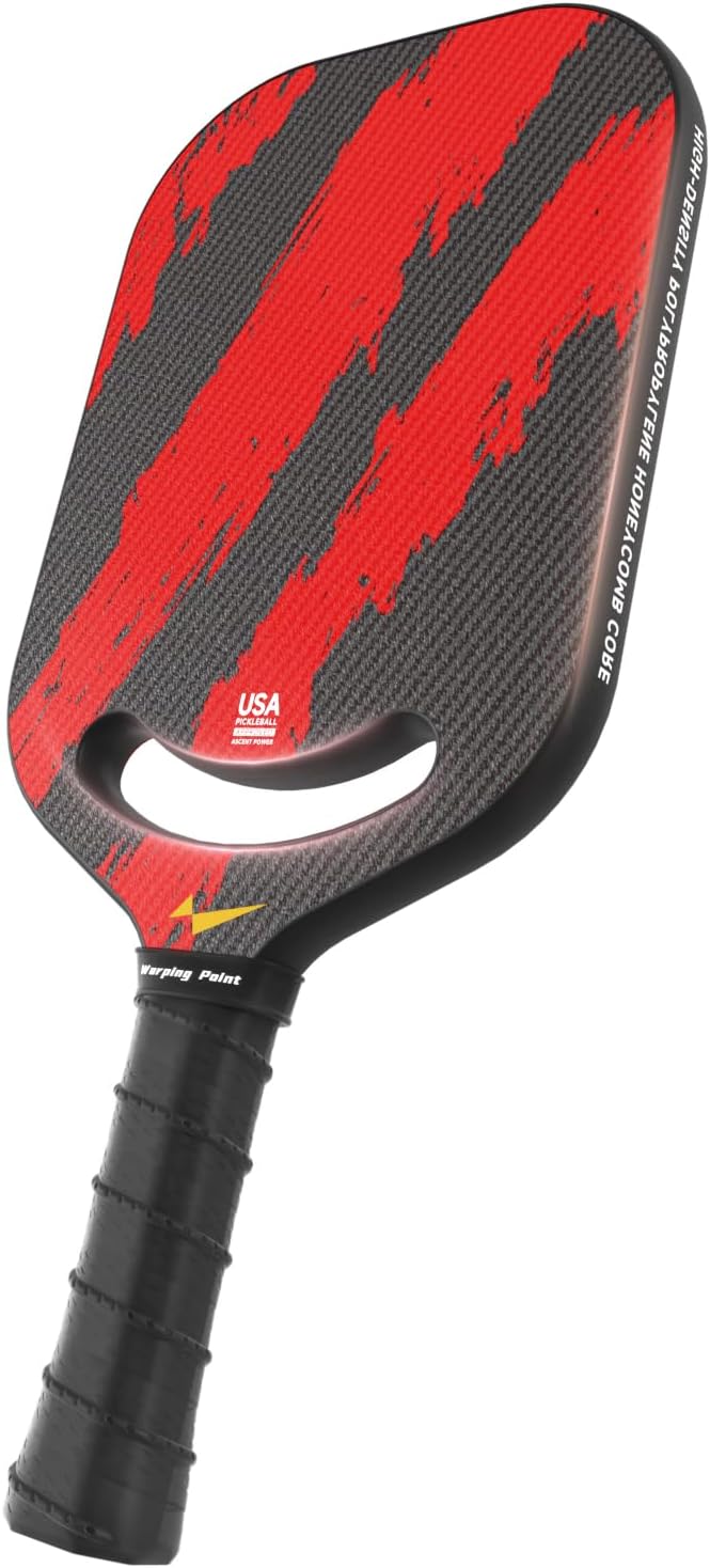 Warping Point Ascent Pickleball Paddles| Carbon Fiber Pickleball Racket with Aero Throat | Textured Grit Surface | Hexa Polymer Core | Designed for Swing Speed and Maneuverability