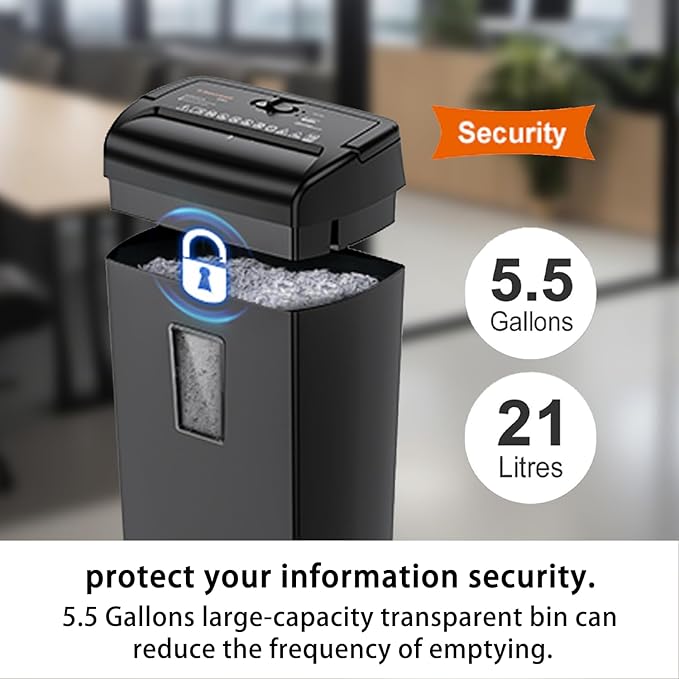 Bonsaii 10-Sheet Cross-Cut Shredder, Heavy-Duty Paper Shredder for Home Office, Handles Credit Cards, Staples, and Paper Clips, 5.5-Gallon Bin with Clear Viewing Window