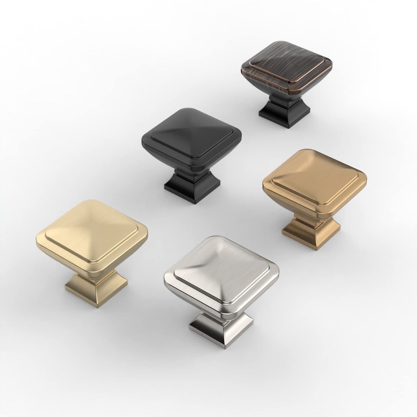 9BUILD 10 Pack 1.2 Inch Champagne Bronze Square Cabinet Knobs - Kitchen Drawer Knobs