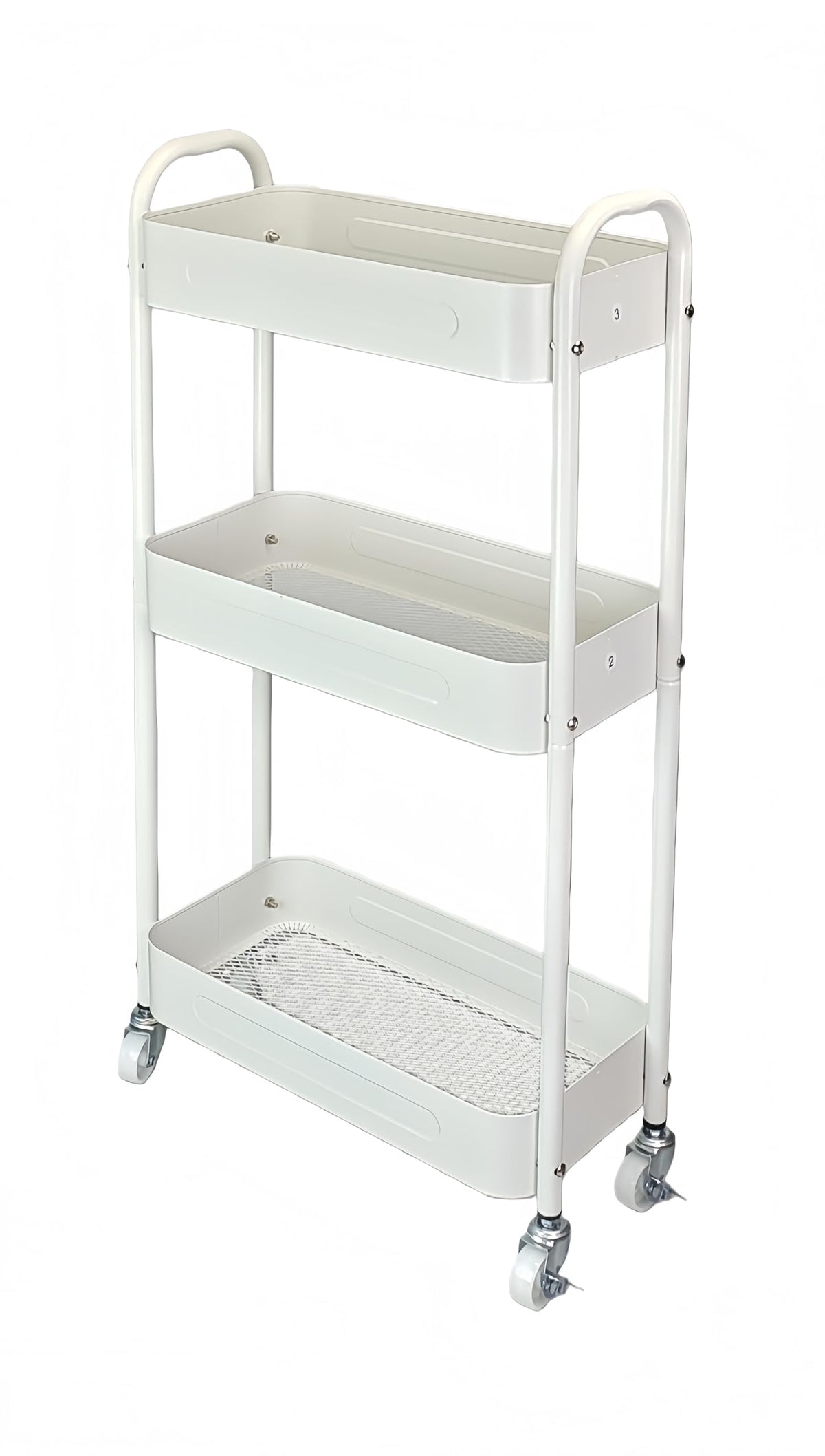 LIWNYRK 3 Tier Narrow Rolling Storage Cart for Laundry Room Bathroom Kitchen, 7.1'' Slim Utility Cart with Wheels and Lockable Casters Standing Shelf for Small Space & Between Washer and Dryer, White