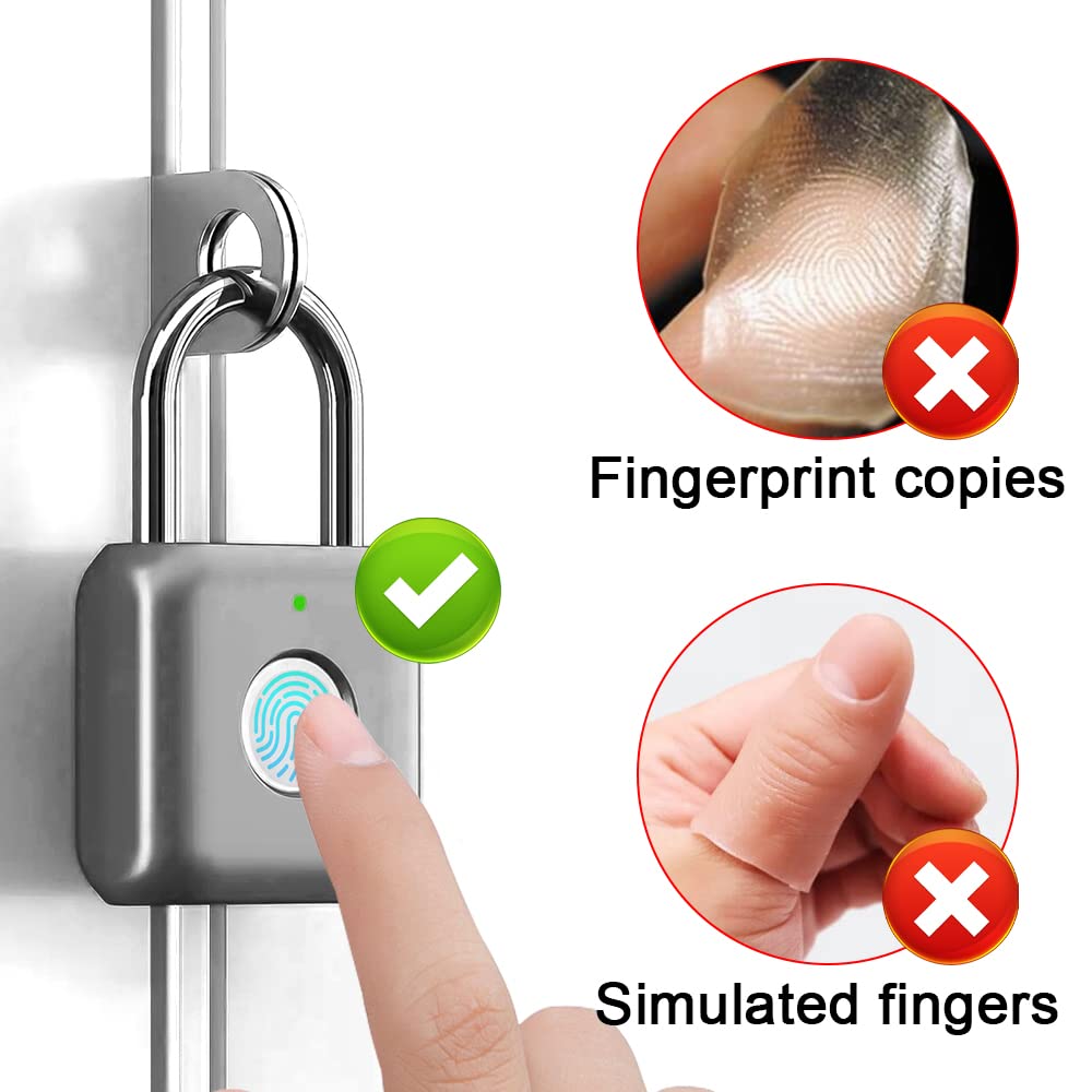 Fingerprint Padlock eLinkSmart Combination Lock - Keyless Locker Lock for School Locker Backpack Suitcase Luggage: Gray Metal Gym Padlock