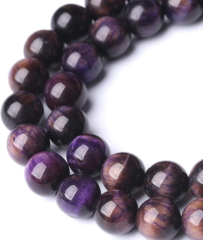 Natural Purple Tiger Eye Beads Round Loose Stone Beads Energy Gemstone Healing Power for Jewelry Making 1 Strand 6mm 60pcs