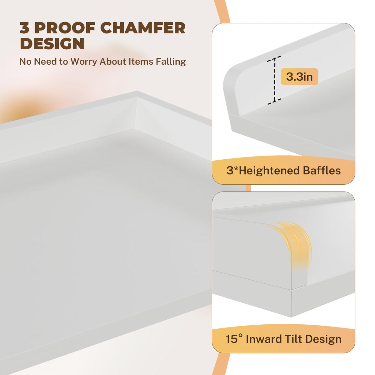 FAHKNS Washer Dryer Countertop - 54" Wood Laundry Washer Dryer Topper with Anti-Slip Mat, Waterproof Laundry Room Organization, Elegant & Space-Saving, White