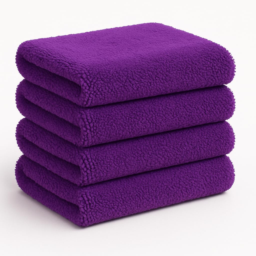 4 Pack Pak Details Edgeless Microfiber Towels for Cars | 16x16 Ultra-Soft, Scratch-Free & Lint-Free Car Detailing Microfiber Cloths for Buffing & Coating | Seamless Finish Auto Cleaning Cloths
