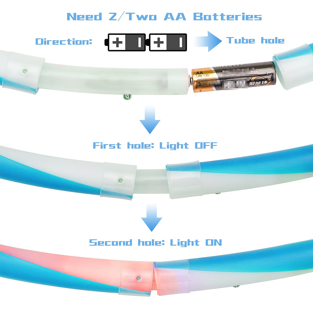 LED Hoop Dance Fitness Exercise Light Up Hoop for Kids & Adults, Auto Color Changing Strobe Glow Light, 36in (2 AA Batteries Needed, Not Included)