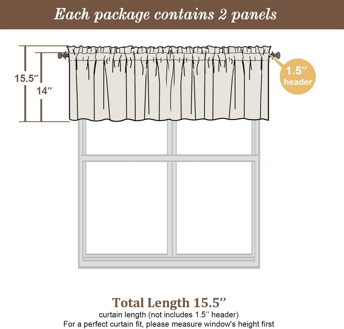 Chyhomenyc Sheer Valances for Windows 2 Pack, 42Wx14L Inches Short Valance for Living Room Bathroom Cafe Laundry Basement, Cute Orange Dual Rod Pockets Voile Valance, 1Pair