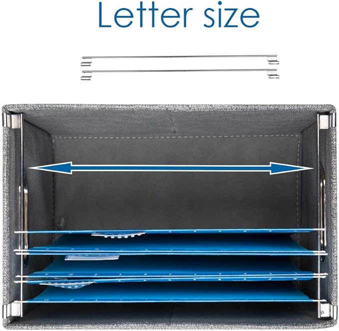 PRANDOM File Organizer Box - Set of 1 Collapsible Decorative Linen Filing Storage Hanging File Folders with Lids Office Cabinet Letter Size Navy Blue (14x9.3x10.8 inch)