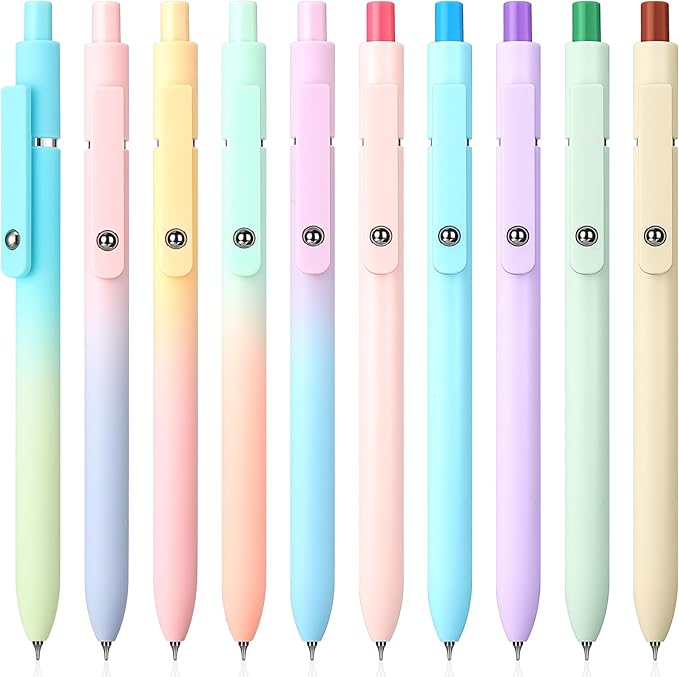Epakh Gel Pens, 10 Pcs 0.5mm Quick Dry Black Ink Fine Point Smooth Writing Pens High End Series Retractable Aesthetic Ballpoint for Office School Supplies Women Men Gifts(Macaron Color,Classic)