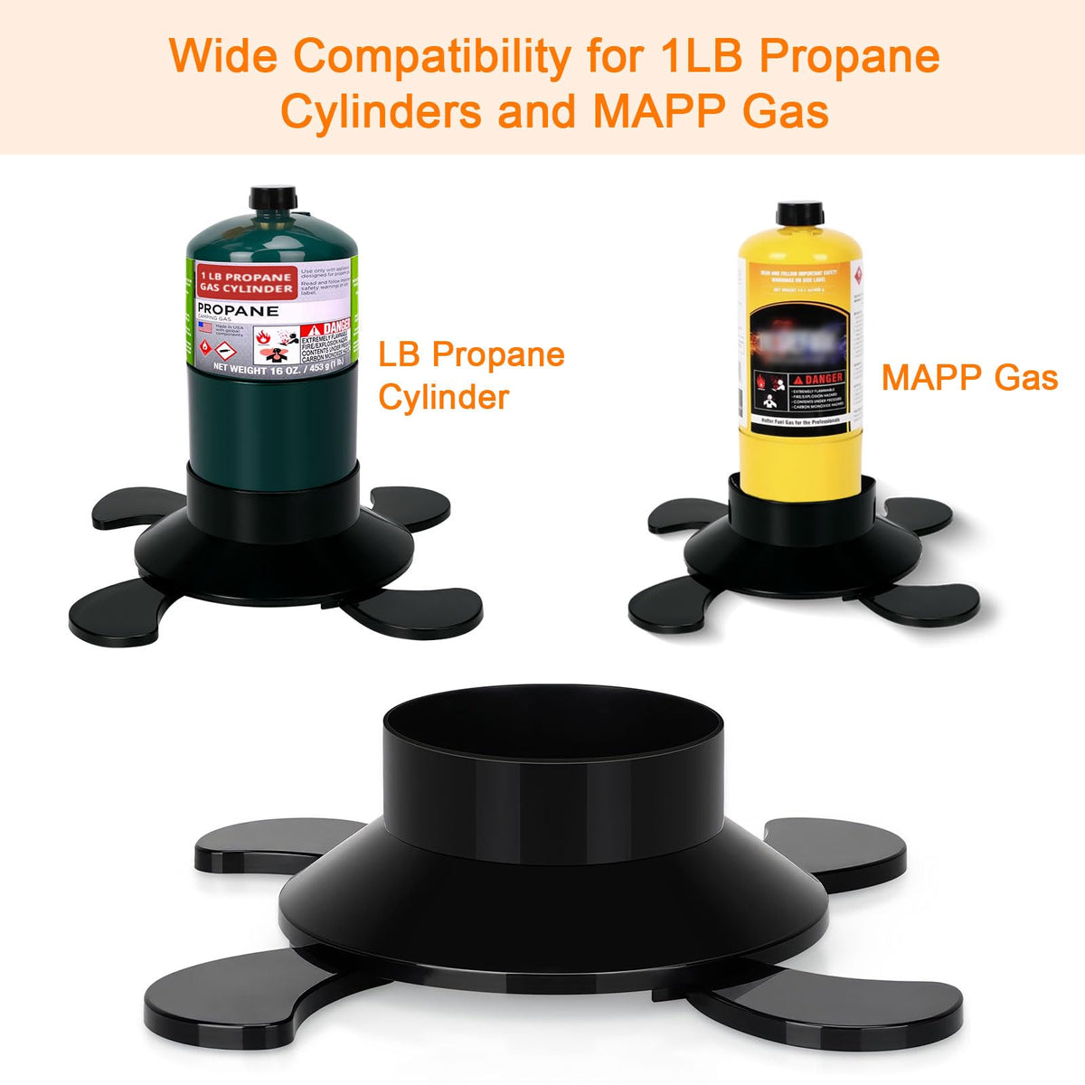 2 Pack Propane Tank Holder, Portable Propane Tank Stand Cylinder Base for 1lb/MAPP Gas Cylinders,Foldable Small Fuel Gas Bottle Stabilizer,Accessory for Camping Stoves Heaters Burners Torches Lanterns