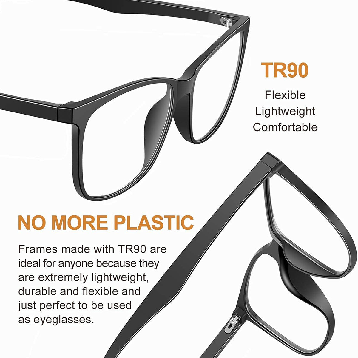 Tanlys 2 Pack Blue Light Blocking Glasses for Computer Eye Strain [Dry Eye & Sour Eye], Anti UV Reduce Headache Lightweight Classic Bluelight Blocker Glasses Men Women (Black Clear)