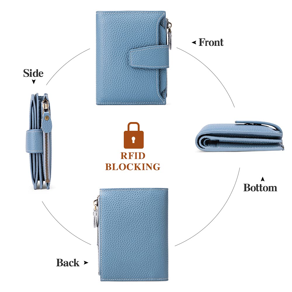 FALAN MULE Small Wallet for Women Leather Bifold Compact RFID Blocking Small Womens Wallet Purse