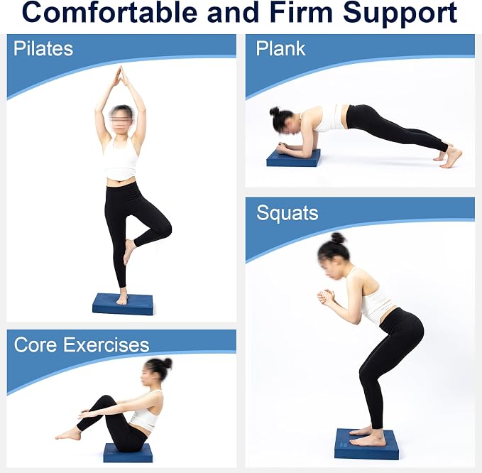 StrongTek Balance & Support Kit – 2 Foam Pads + Yoga Wedge Blocks for Rehab, Squats, and Stability