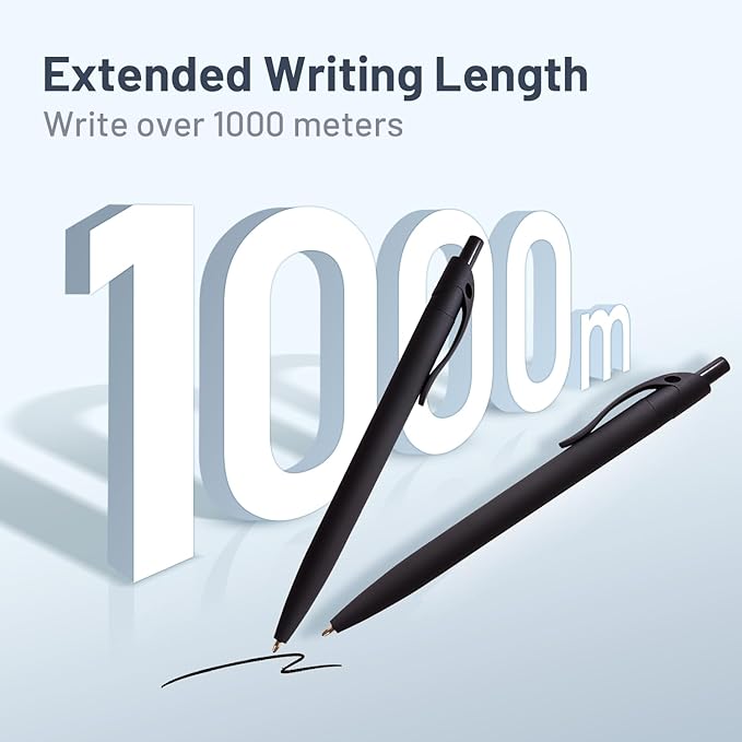 BallPoint Pens, 100 Pack (BLACK Ink),Bulk Pens, Black Barrel,Click Pens for Office Home and School, Retractable Ballpoint Pens, Medium Point, 1.00MM (Black)