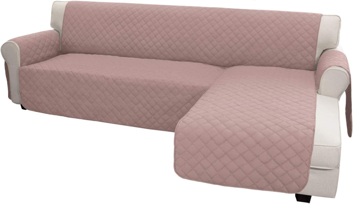Easy-Going Sofa Slipcover L Shape Sofa Cover Sectional Couch Cover Furniture Protector Mat for Pets Dog Cat (Large,Pink/Pink)