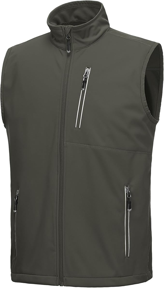 33,000ft Men's Windproof Lightweight Golf Vest Outerwear with Pockets, Softshell Sleeveless Jacket for Running Hiking Sports