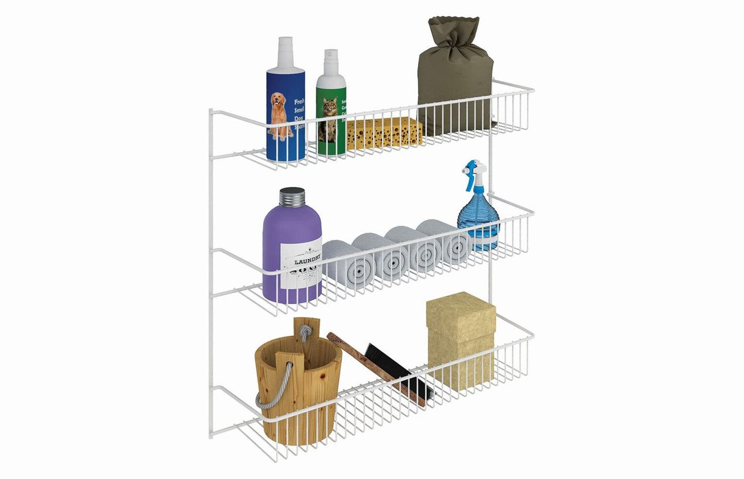 ClosetMaid 3-Tier Hanging Wall Mounted Metal Rack for Spices, Shelf Storage, Pantry Organization, Laundry, Kitchen, Bathroom, White, 8022