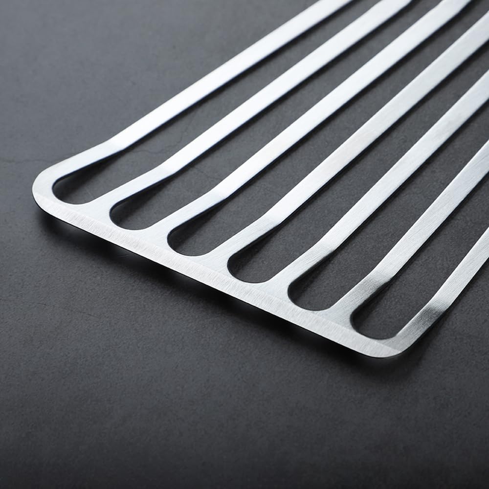 MSY BIGSUNNY Heavy Duty Fish Turner, Stainless Steel Slotted Turner with Pakkawood Handle, 4X13 Inches