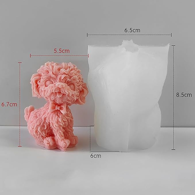 Dog Resin Mold Teddy Mold Hairy Dog Mold Animal Resin Mold Resin Casting Mold Resin Making Molds Silicone Mold for Candle Home Decorate Mold 3D Animal Mold Candle Making Mold