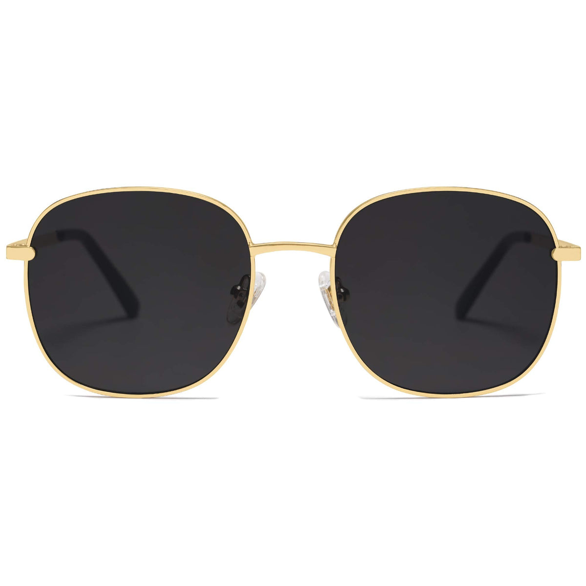 SOJOS Classic Trendy Square Sunglasses for Women Men Cute Big Frame Gold Shades SJ1137, Bright Gold/Grey