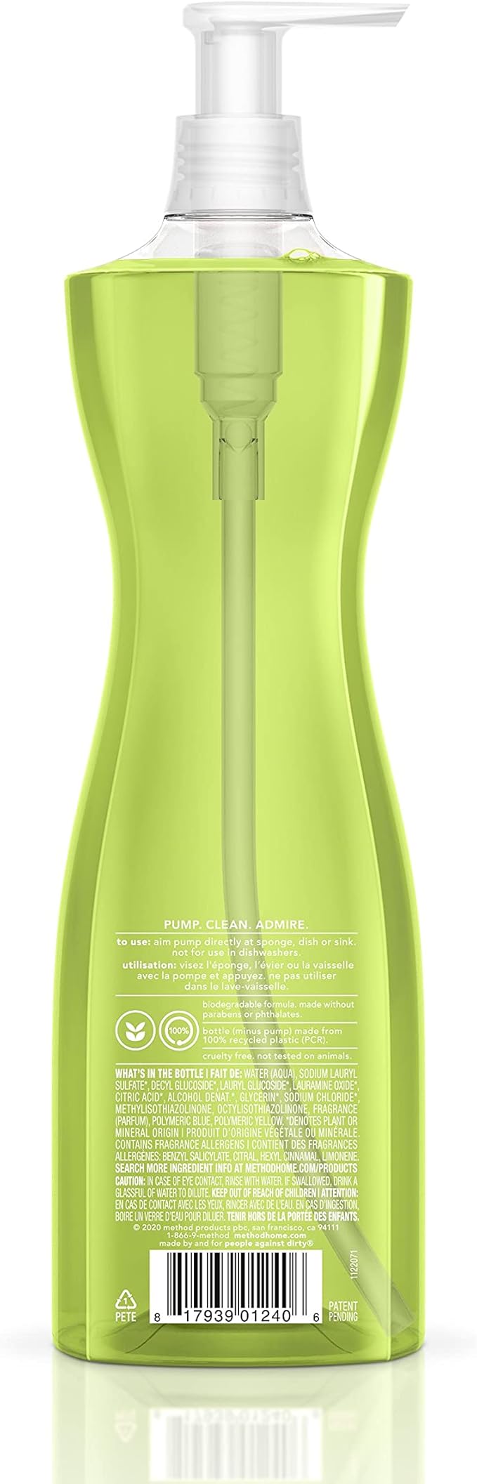 Method Gel Dish Soap, Lime + Sea Salt, Biodegradable Formula, Tough on Grease, 18 Fl Oz (Pack of 6)