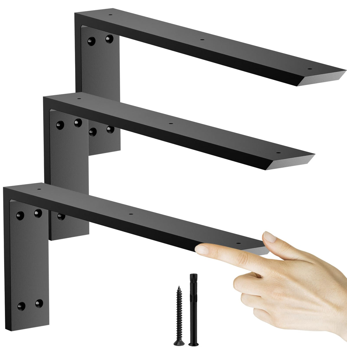 Countertop Support Bracket 18 inch 3 Pack (3/8" Thick),Premium Heavy Duty Granite Countertop Brackets 18"x8"x2.5",Shelf L Bracket Mantel Corbels for Quartz,Wood,Concrete and Laminate Countertops