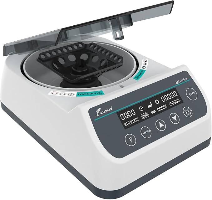 JOANLAB Lab High Speed Centrifuge Machine 12000rpm Bechtop Microcentrifuges 3 in 1 Rotor for 0.2/0.5/1.5/2mL Tube Capacity
