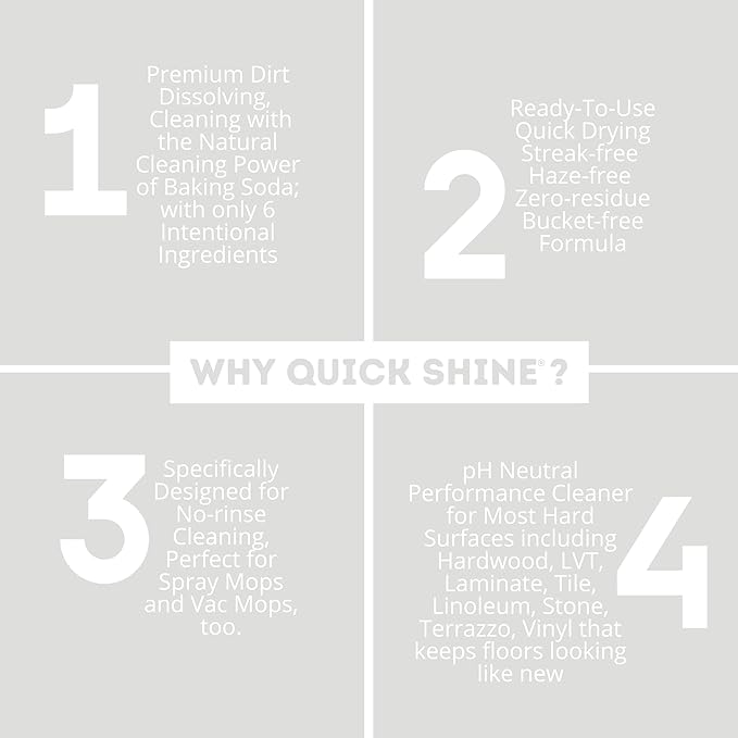 Quick Shine Multi Surface Floor Cleaner Daily Care 24oz, 6Pk | Ready to Use, Dirt Dissolving, Streak Free, No Rinse | Use on Hardwood, Laminate, Luxury Vinyl Plank LVT, Tile & Stone | Safer Choice