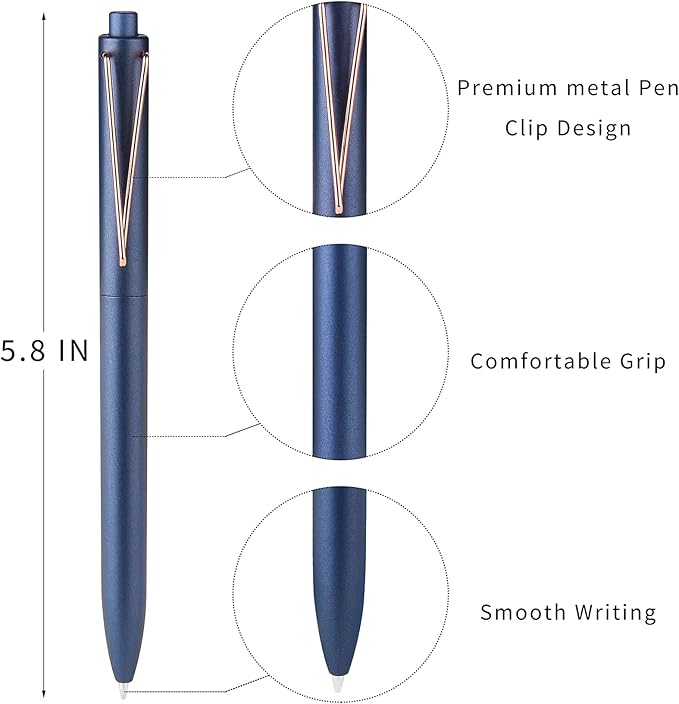 WY WENYUAN Black Ballpoint Pens, Fine Point, 12-pcs, Black Ink, 1.0 mm, Aesthetic School Office Supplies Gift for Her