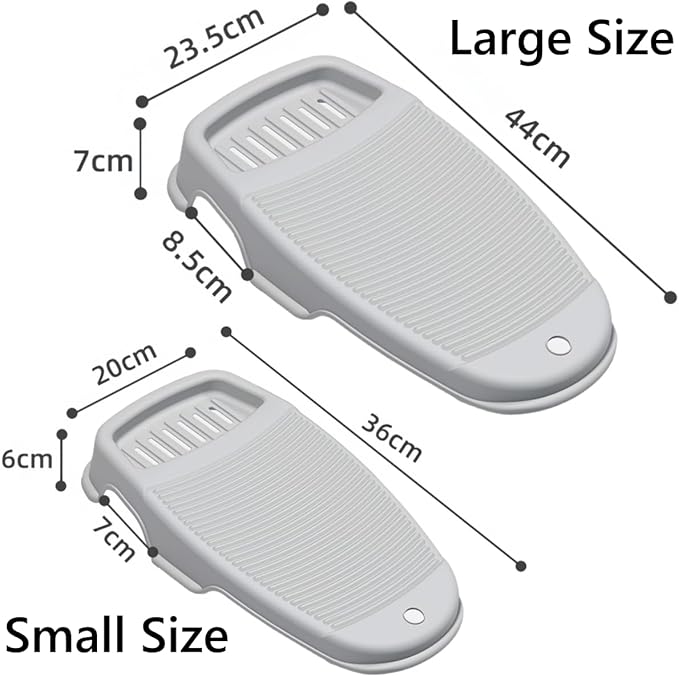 2 Pack Washboard for Hand Washing Clothes, New Updated Wash Boards Set with Soap Holder and Non-slip Base, 2 Sizes Lightweight Washboard for Kitchen Sink, Countertop, Bathtubs (Dark Black)