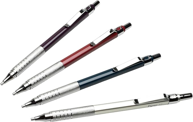 PIPER Quadrata Metal Mechanical Pencil 0.7mm with Erasers and HB #2 Lead Refills for Art, Sketching, Writing, Drafting (BluVerde)