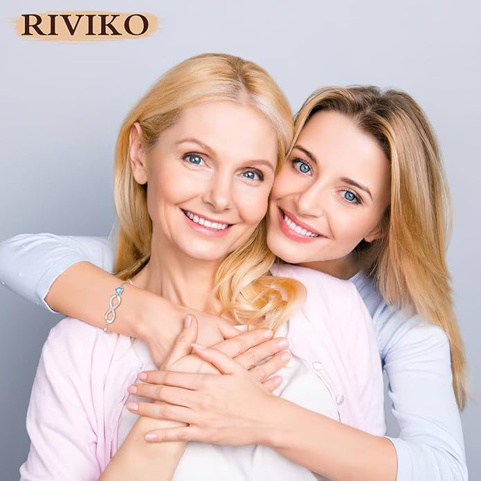 RIVIKO Infinity Love Heart Symbol Charm Bracelet for Women 925 Sterling Silver Adjustable Birthday Valentine’s Day Christmas Mothers Day Jewelry Gift for Mom Women Wife Her Friends