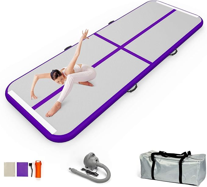 10ft/13ft/16ft/20ft Air Mat Tumble Track Inflatable Gymnastics Tumbling Track Mat with Electric Air Pump for Cheerleading/Practice/Beach/Park/Home use