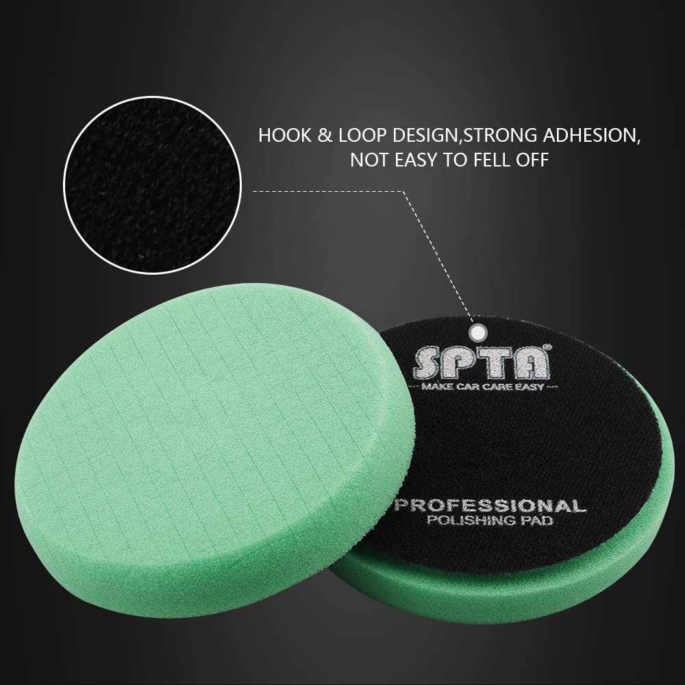 Green Heavy Cut Pad, 3Pc 5 Inch Buffing Polishing Pads for 125mm Backing Plate Compound Buffing Sponge for Car Buffer Polisher Compounding, Polishing and Waxing
