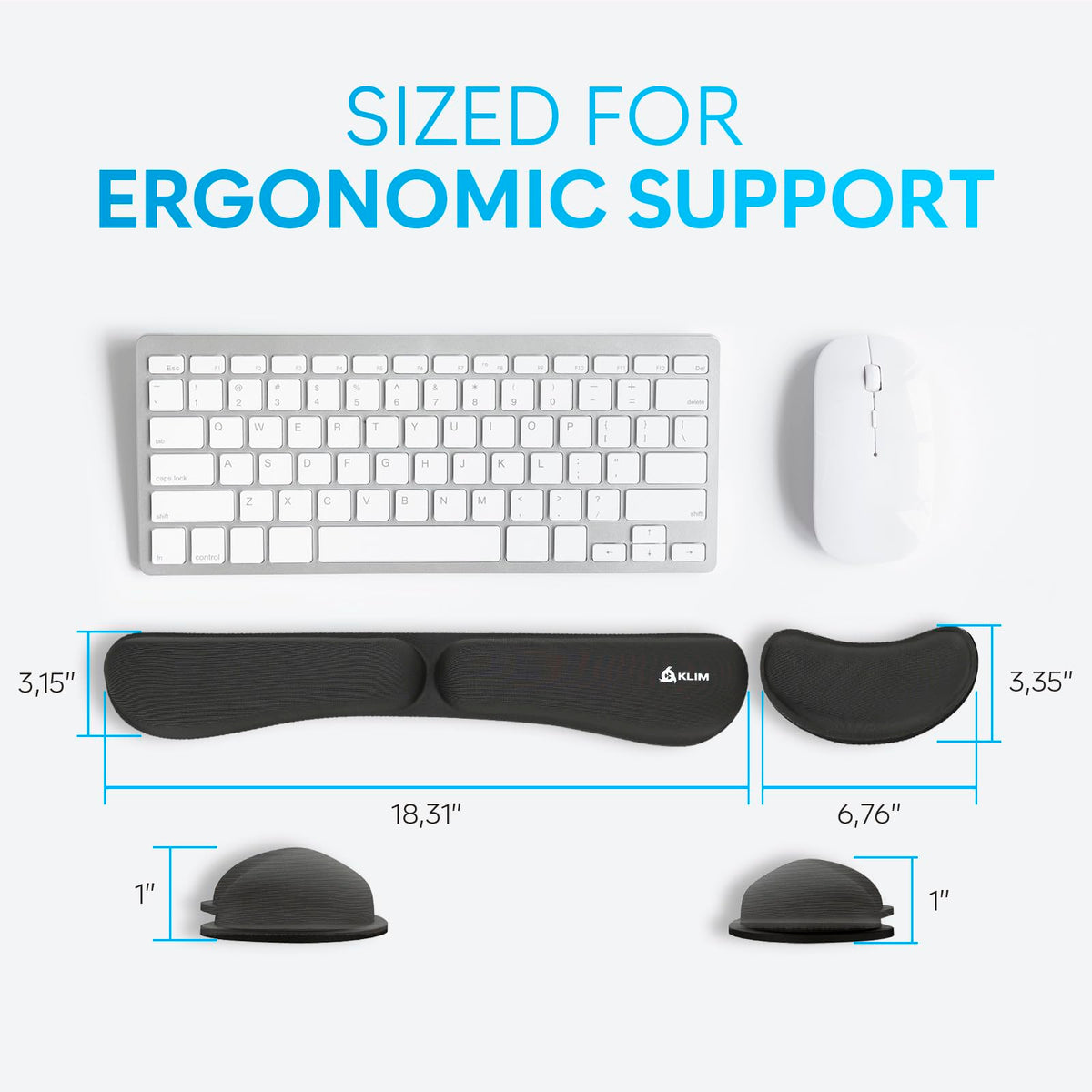 Keyboard Wrist Rest, Wrist Rest for Computer Keyboard, Memory Foam, Wrist Support, Ergonomic Design for Typing Pain Relief, 2 Pieces Mouse & Keyboard Set, Mouse Wrist Rest, Stain Resistant, Black