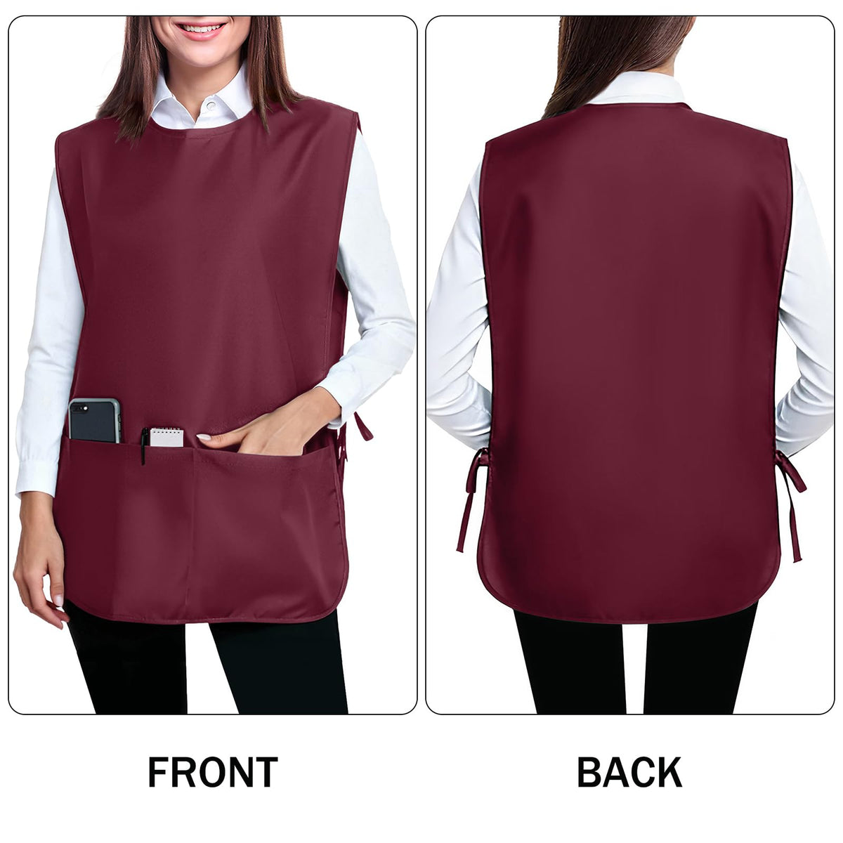 BOHARERS Smock Cobbler Apron for Women men-with Side Ties and 3 Pockets for Chef kitchen,Cleaning,Hairstylist