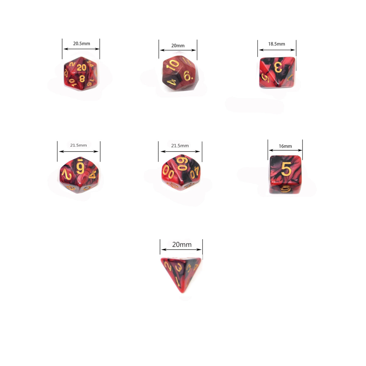 SmartDealsPro 5 x 7-Die Double-Colors Polyhedral Dice Sets with Pouches for D&D DND RPG MTG Dungeon and Dragons Table Board Roll Playing Games D4 D6 D8 D10 D% D12 D20