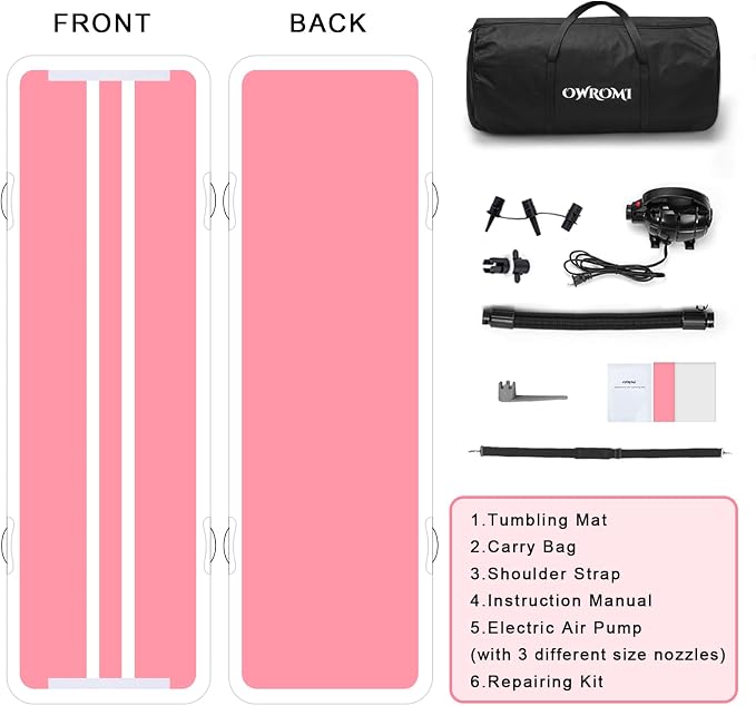 Inflatable Air Gymnastics Mats for Tumbling, 10ft/13ft/16ft/20ft Tumble Track Tumbling Mats for Kids, 4/8 Inches Thick Training Mat with Electric Pump Gymnastics Equipment for Kids Mat