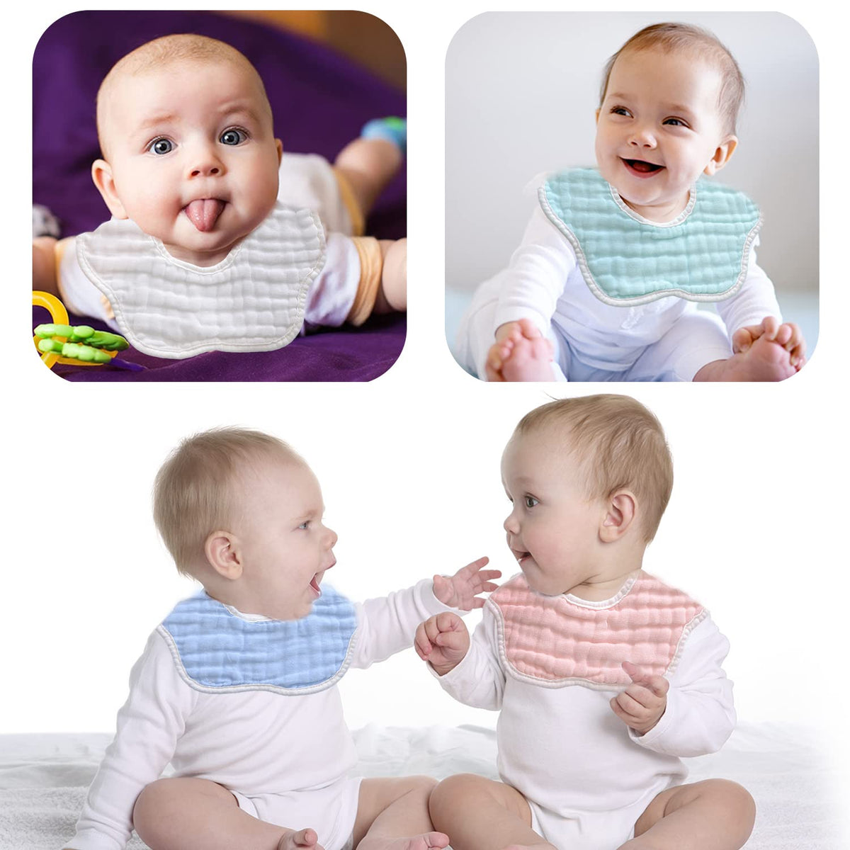 DOSMINE Muslin Baby Bibs for Drooling and Teething Newborn Drool Bibs for Baby Girl Boy