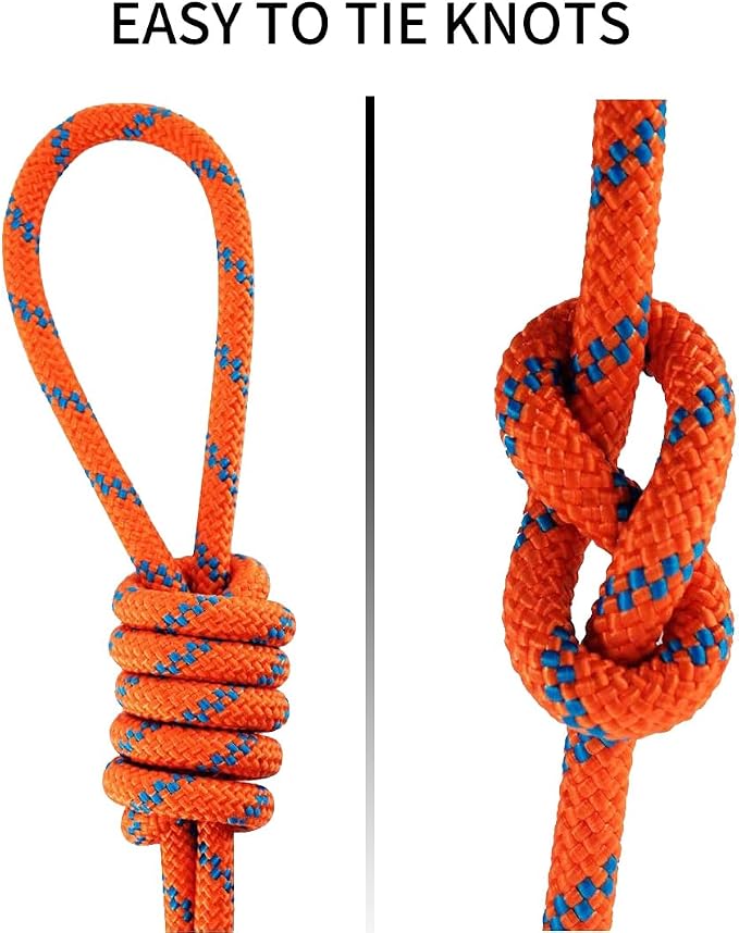 NewDoar 10mm(3/8inch) Accessory Cord Rope CE 24KN Double Braid Pre Cut for Outdoor Survival, Mountaineering, Prusik,Hauling Dragginge(Orange 10mm,20FT)