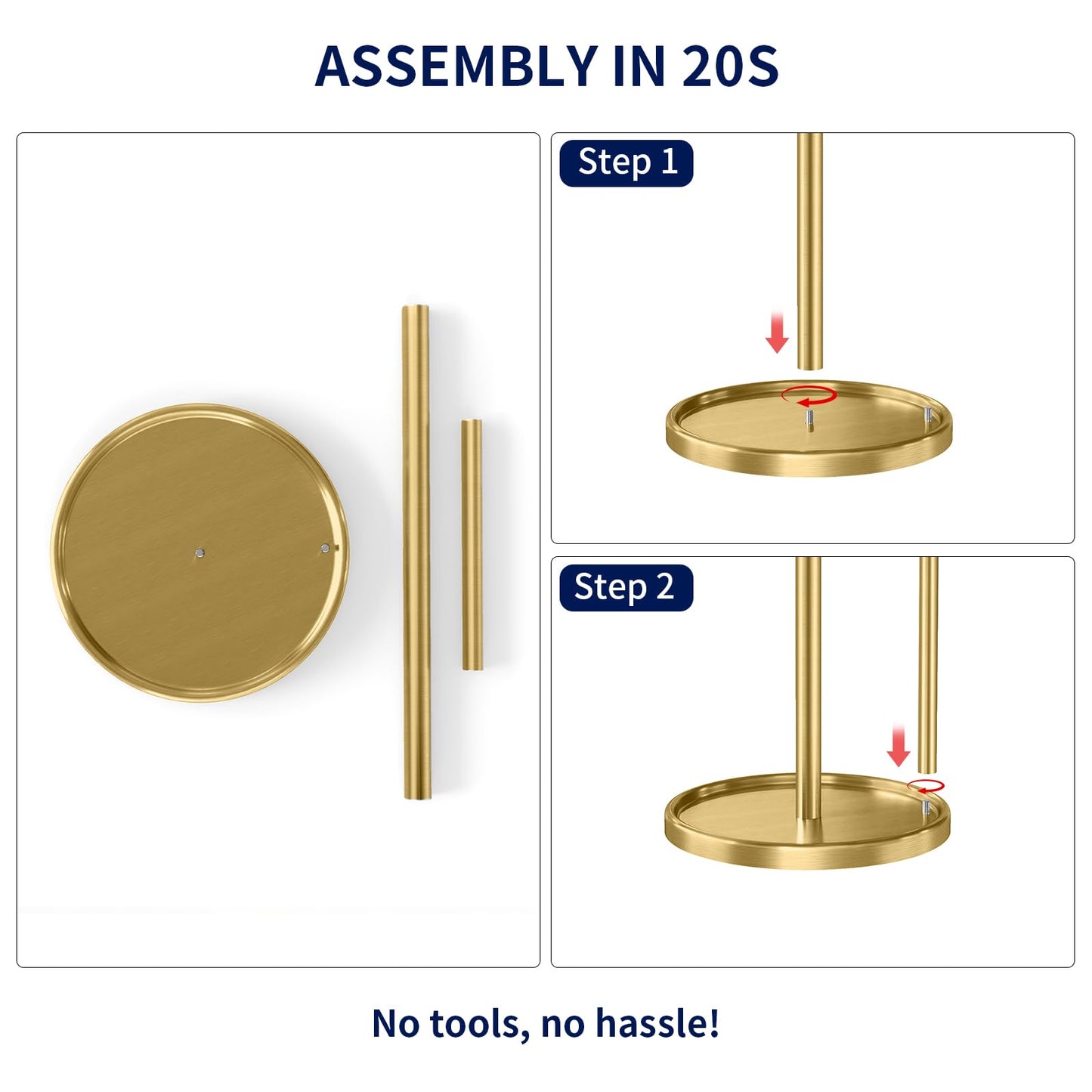 Jesginboo Paper Towel Holder Countertop, Gold Kitchen Paper Towels Holder, Paper Roll Holder with Weighted Base