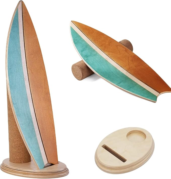 Balance Board Indoor Surfboard Surf Style Home Fitness with Wheel for Exercise, Athletic Training and Board Sports - Fun Workout Equipment For Balance, Stability and Improving Core Strength